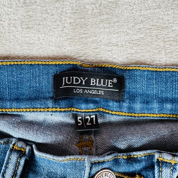 Judy Blue Los Angeles Jeans Women 5/27 Blue‎ Denim Adeline Mid Rise Distressed - Picture 3 of 12
